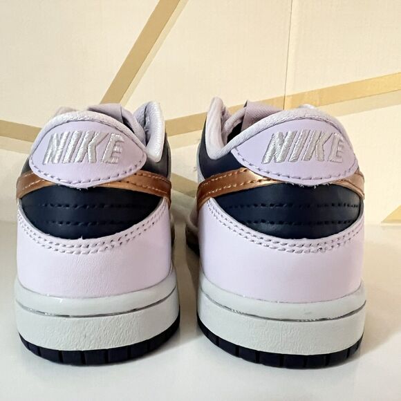 NEW SZ 10.5C Nike Kids Dunk Low "Copper Swoosh" DX1663-400 Blue Violet Metallic - Picture 7 of 10
